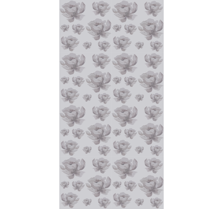Tenda a rullo fiori e piante design delicato grigio - TenStickers