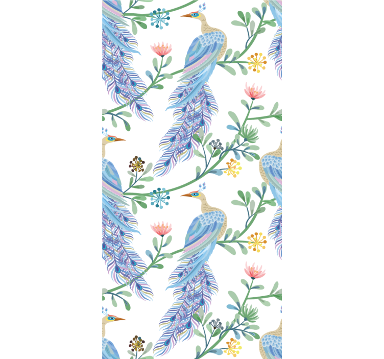 Tenda a rullo fiori e piante pavone con fiori - TenStickers