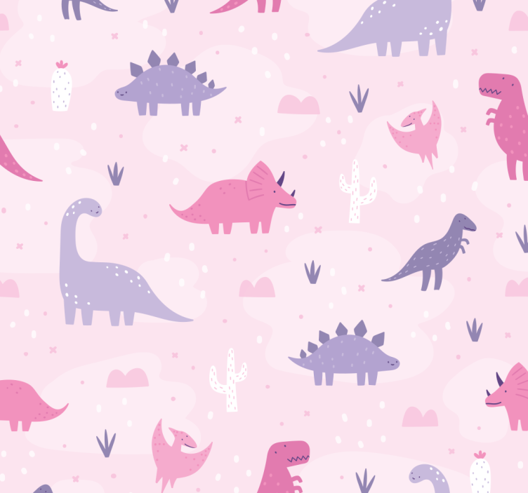 Tenda a rullo dinosauro sfondo rosa - TenStickers