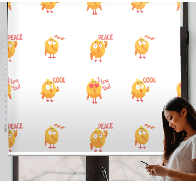 Tenda a rullo animali espressioni di uccelli carini - TenStickers