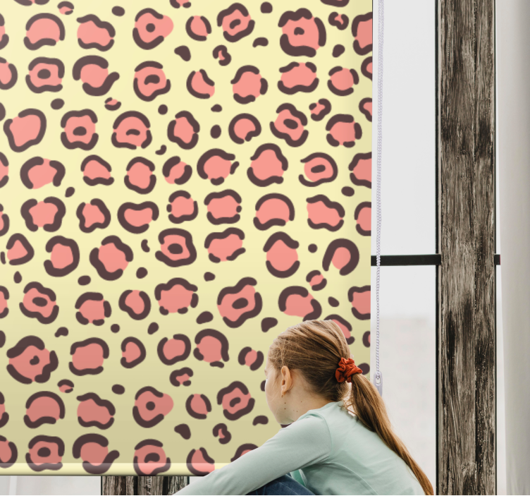 Tenda a rullo animali leopardo rosa e giallo - TenStickers