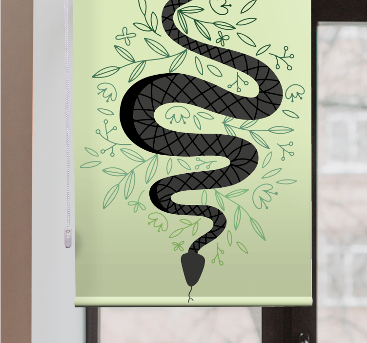 Tenda a rullo animali serpente con foglie - TenStickers