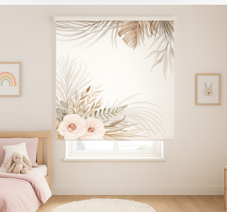 Tenda a rullo cameretta design floreale boho - TenStickers