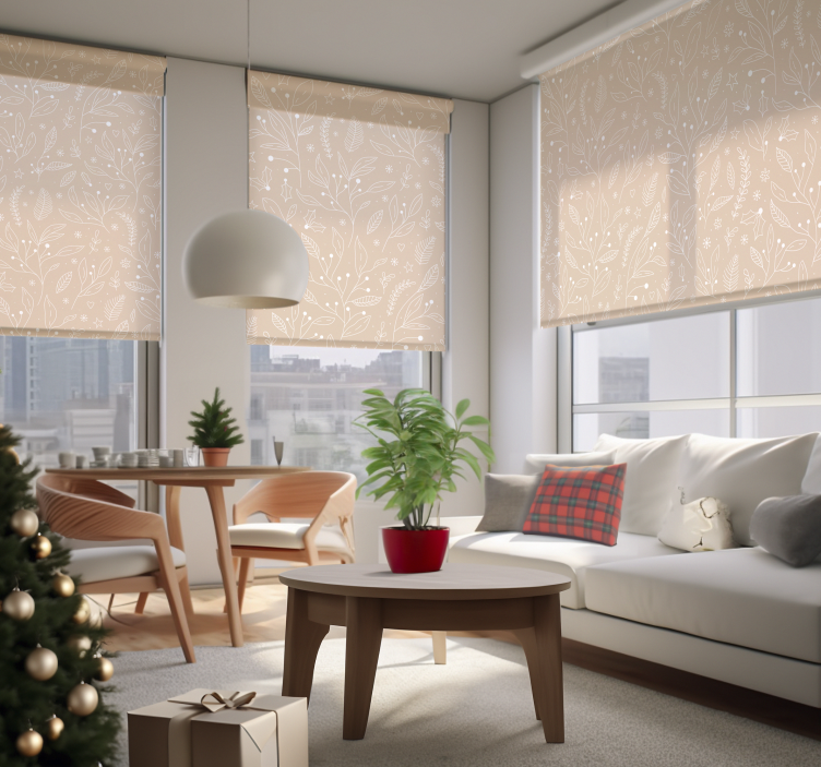 Tenda a rullo beige piante di natale - TenStickers