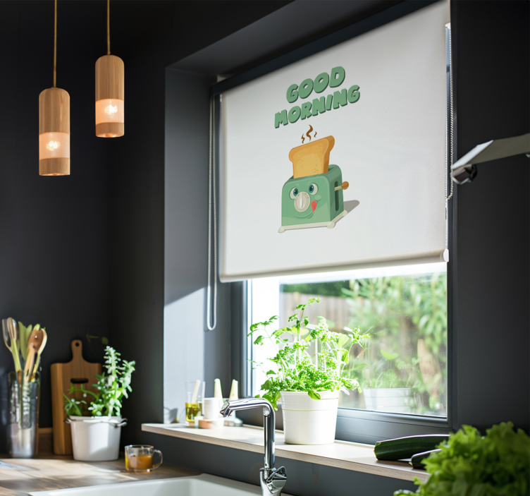 Tenda a rullo cucina buongiorno con tostapane - TenStickers