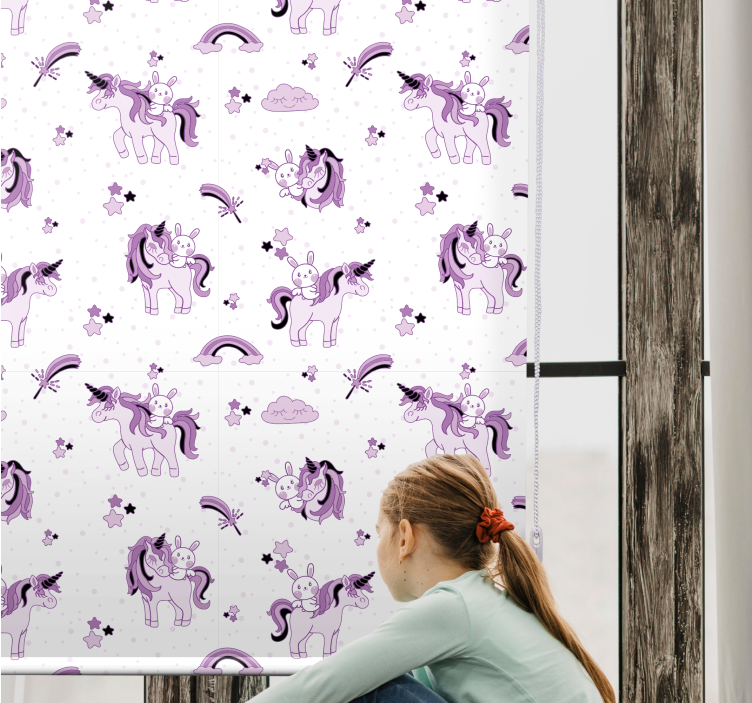 Tenda a rullo cameretta unicorni viola fantasy - TenStickers