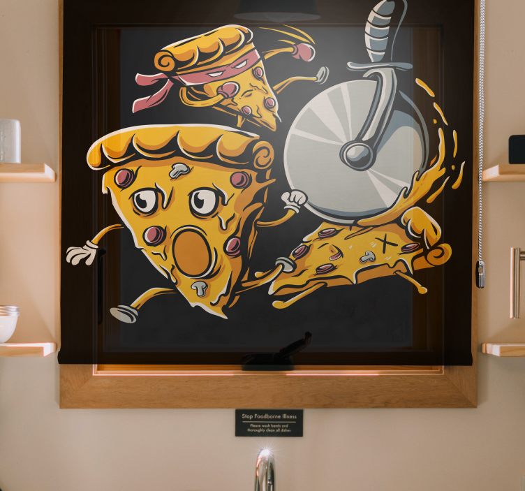 Tenda a rullo divertente tranci di pizza animati - TenStickers