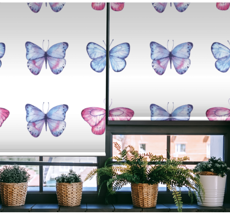 Tenda a rullo farfalle ali blu e rosa - TenStickers