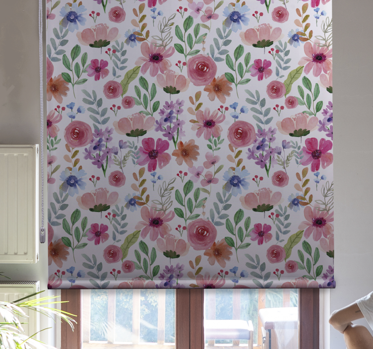 Tenda a rullo fiori e piante eleganza del motivo floreale - TenStickers