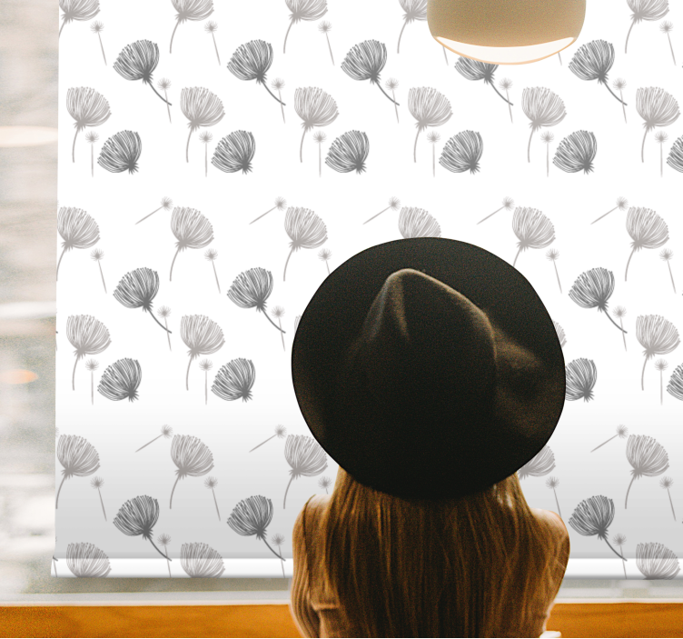 Tenda a rullo fiori e piante modello grigio tenue - TenStickers