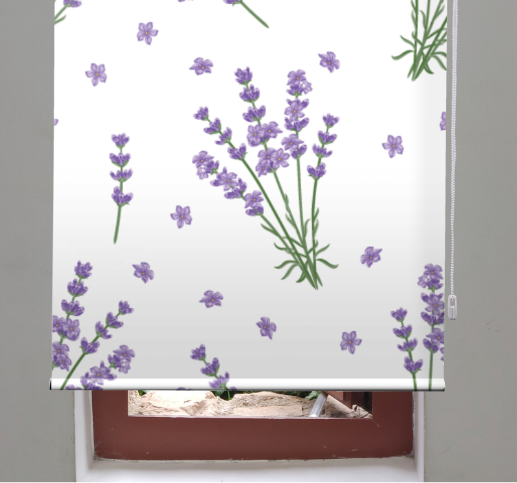 Tenda a rullo fiori e piante lavanda design semplice - TenStickers