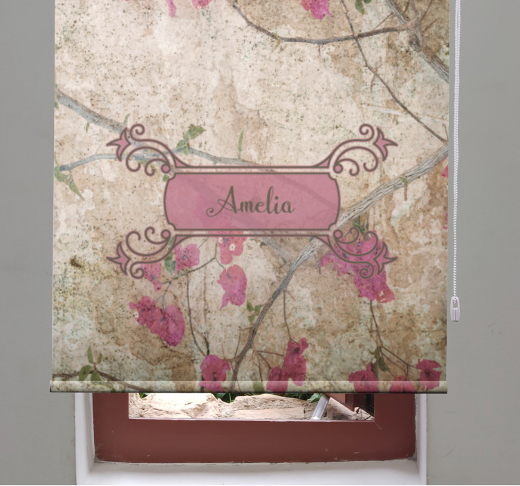 Tenda a rullo fiori eleganza floreale con nome - TenStickers
