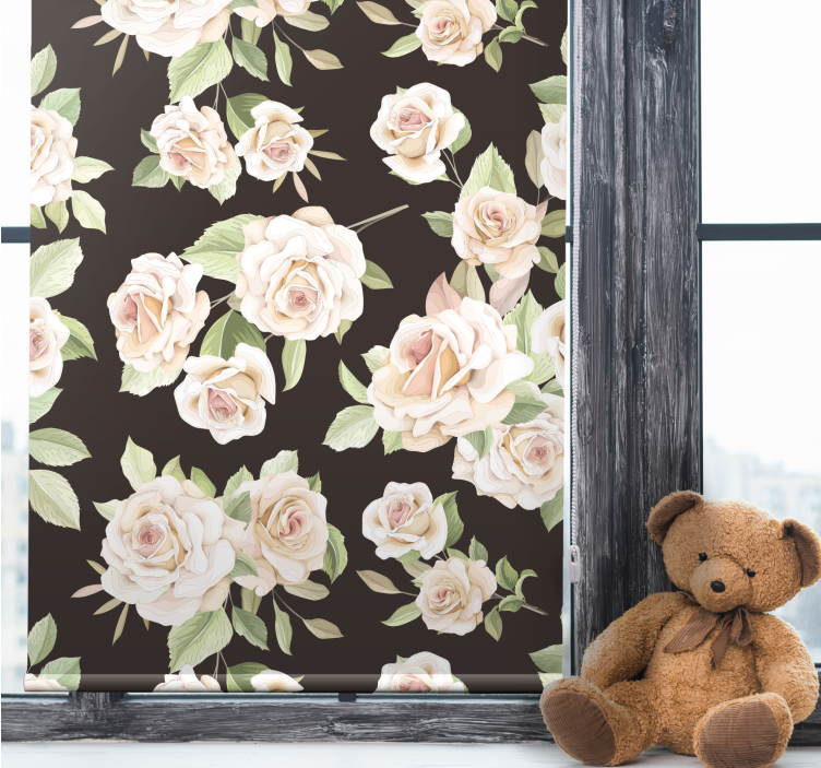 Tenda a rullo fiori tema elegante rosa - TenStickers
