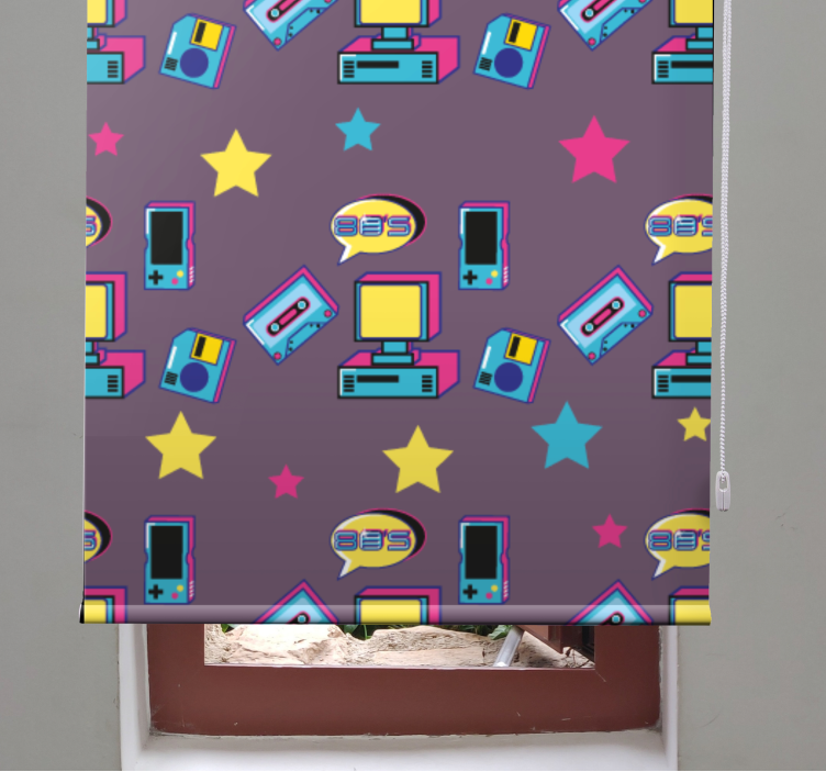Tenda a rullo gamer icone di gioco retrò - TenStickers