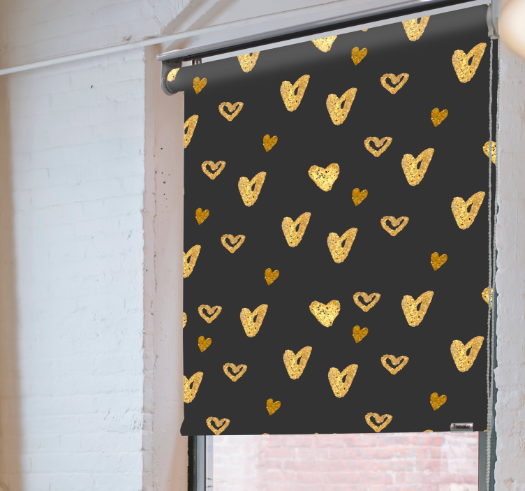 Tenda a rullo romantica motivo a cuore dorato - TenStickers