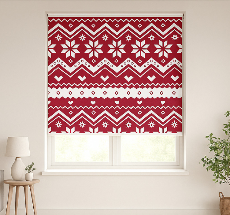 Tenda a rullo soggiorno natale rosso e bianco - TenStickers