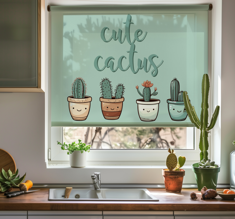 Tende a rullo cucina cactus carino - TenStickers