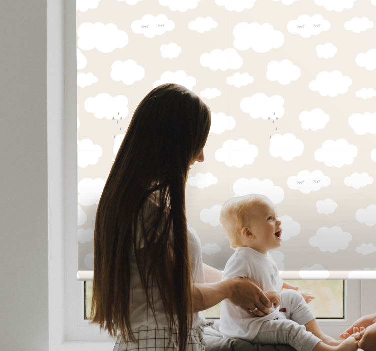 Tende a rullo nuvole Sfondo beige con pianto - TenStickers