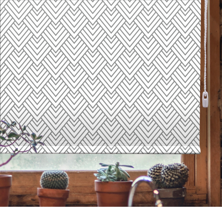 Tenda a rullo bagno disegno a chevron grigio - TenStickers