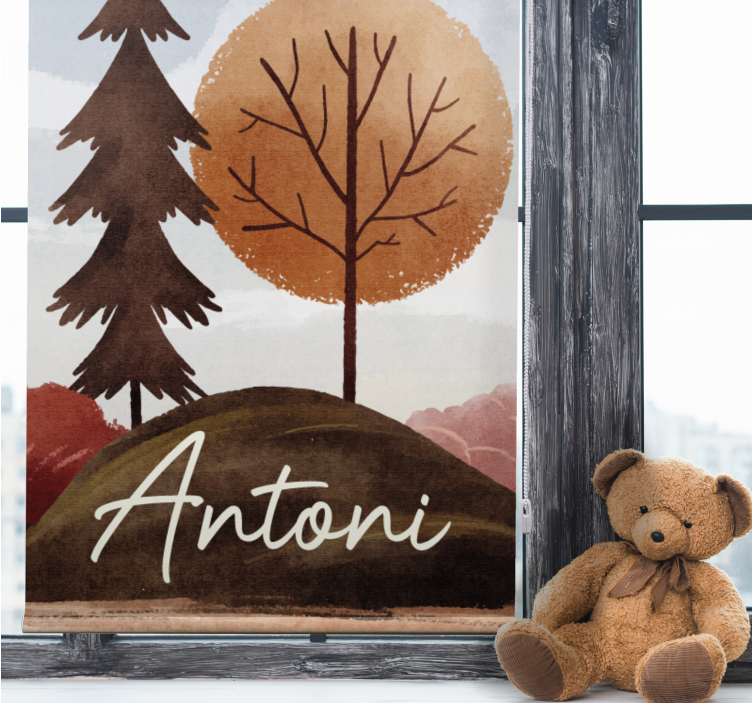 Tenda a rullo cameretta foresta nordica con nome - TenStickers