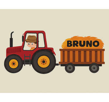 Tenda a rullo cameretta disegno del trattore con nome - TenStickers
