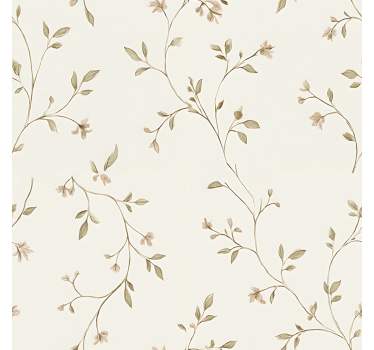Tenda a rullo soggiorno sfondo bianco con fiori - TenStickers