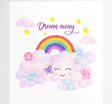 Tenda a rullo cameretta nuvole rosa e arcobaleno - TenStickers
