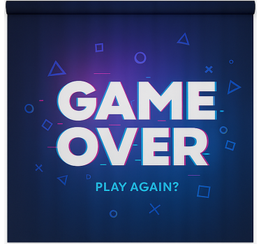 Tenda a rullo gamer game over gioca di nuovo - TenStickers