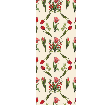 Tenda a rullo sala da pranzo primavera con tulipani rossi - TenStickers