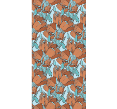 Tenda a rullo sala da pranzo tulipani marroni blu artistico - TenStickers