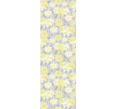 Tenda a rullo sala da pranzo fiori gialli su sfondo grigio - TenStickers