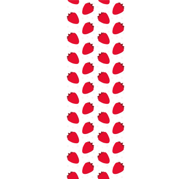 Tenda a rullo sala da pranzo motivo fragole rosse su bianco - TenStickers