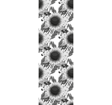 Tenda a rullo sala da pranzo girasoli bianchi e neri - TenStickers