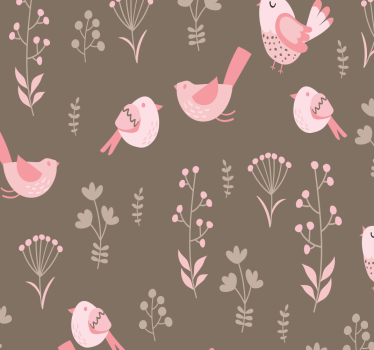 Tenda a rullo sala da pranzo uccelli rosa vintage - TenStickers