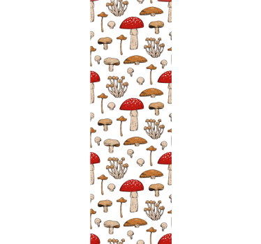 Tenda a rullo sala da pranzo funghi e fiori rossi e gialli - TenStickers