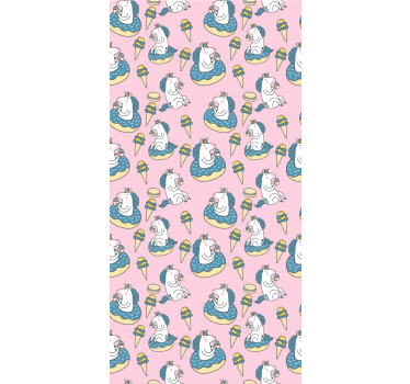 Tenda a rullo cameretta unicorni e coni gelato rosa - TenStickers