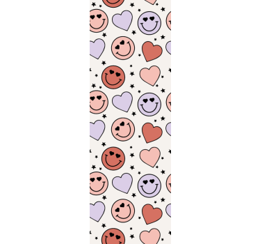 Tenda a rullo camera ragazzi faccine sorridenti e cuori - TenStickers