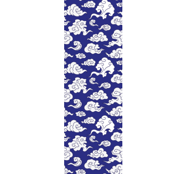 Tenda a rullo moderna nuvole bianche silhouette sfondo blu - TenStickers
