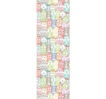 Tenda a rullo moderna motivo case disegnate a mano - TenStickers
