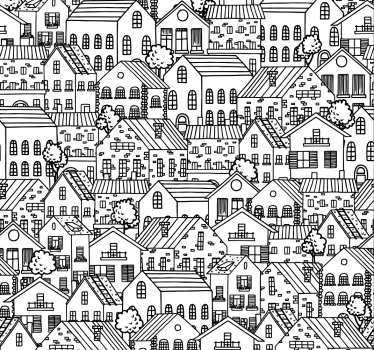 Tenda a rullo moderna carta da parati città - TenStickers