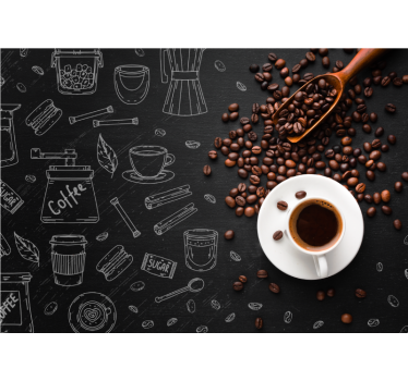 Tenda a rullo cucina chicchi di caffè e scarabocchi - TenStickers