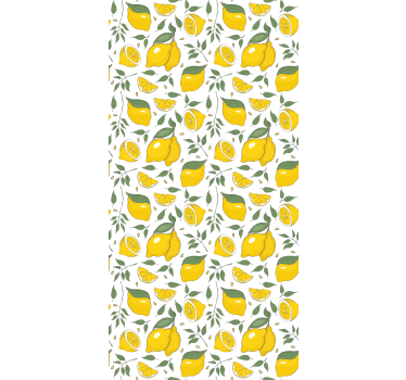 Tenda a rullo gialla limoni e fiori crema - TenStickers