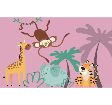 Tenda a rullo porpora animali safari colorati - TenStickers
