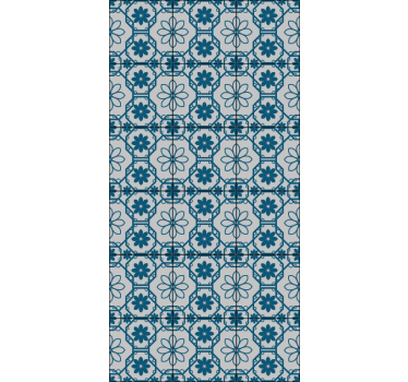Tenda a rullo blu piastrelle mosaico floreale - TenStickers