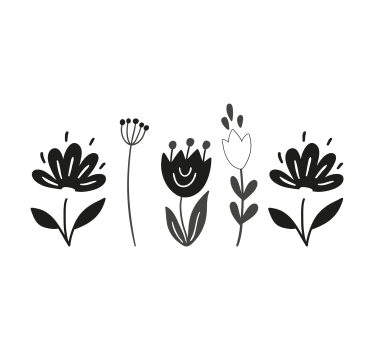 Tenda a rullo soggiorno fiori bianchi e neri - TenStickers