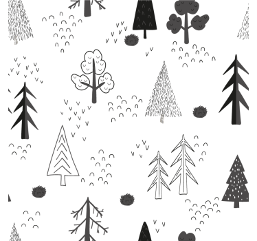 Tenda a rullo soggiorno alberi bianchi minimalisti nordici - TenStickers