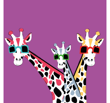 Tenda a rullo soggiorno giraffe divertenti con occhiali - TenStickers