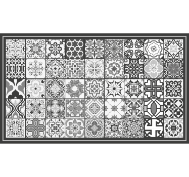 Tenda a rullo grigia motivo mosaico rustico scuro - TenStickers
