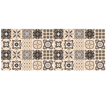 Tenda a rullo beige con motivo geometrico - TenStickers