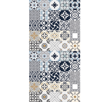 Tenda a rullo beige piastrelle blu - TenStickers